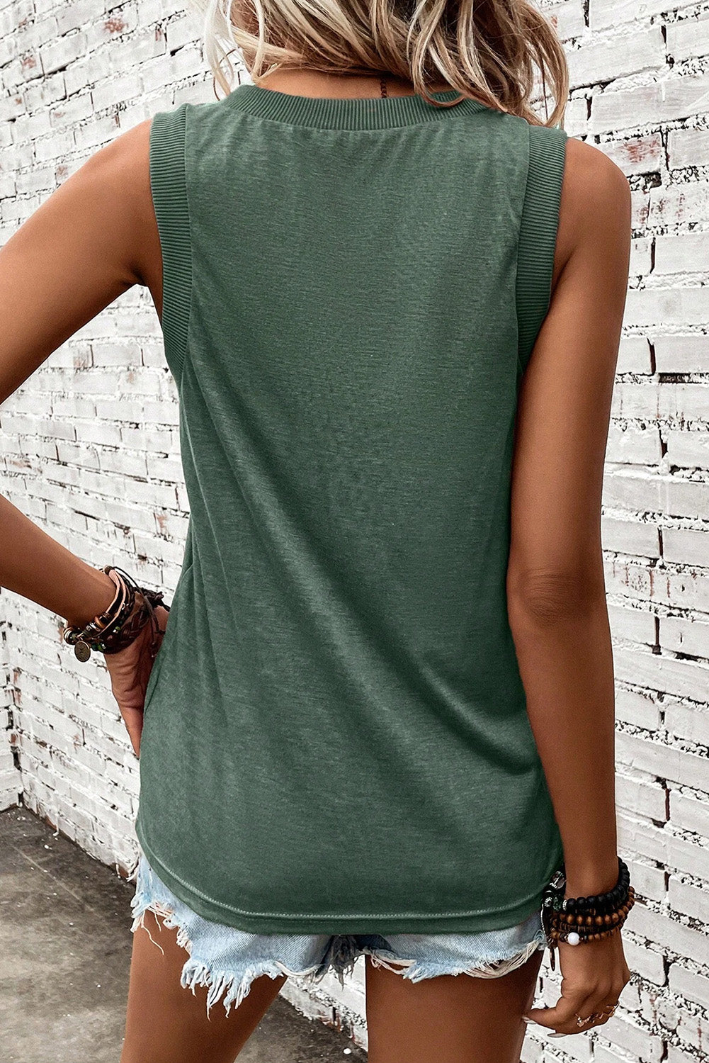 Zwarte gebreide V-hals Tanktop - PrizQ