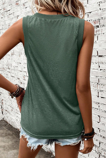 Zwarte gebreide V-hals Tanktop - PrizQ