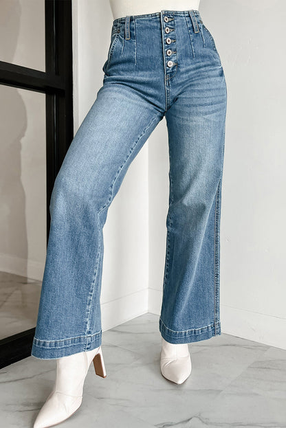 Schemerblauwe jeans met meerdere knopen - PrizQ