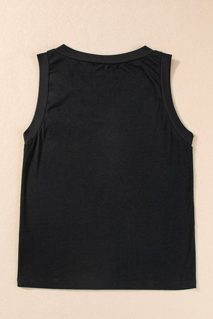 Zwarte gebreide V-hals Tanktop - PrizQ