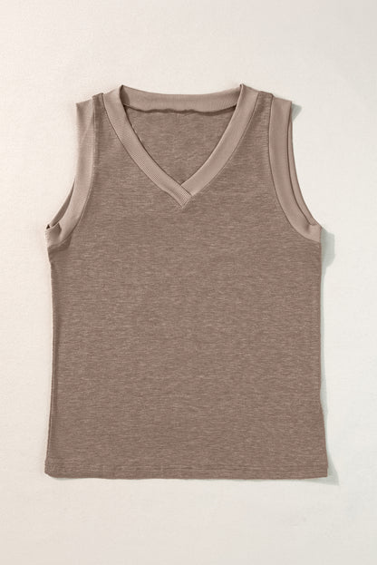 Zwarte gebreide V-hals Tanktop - PrizQ
