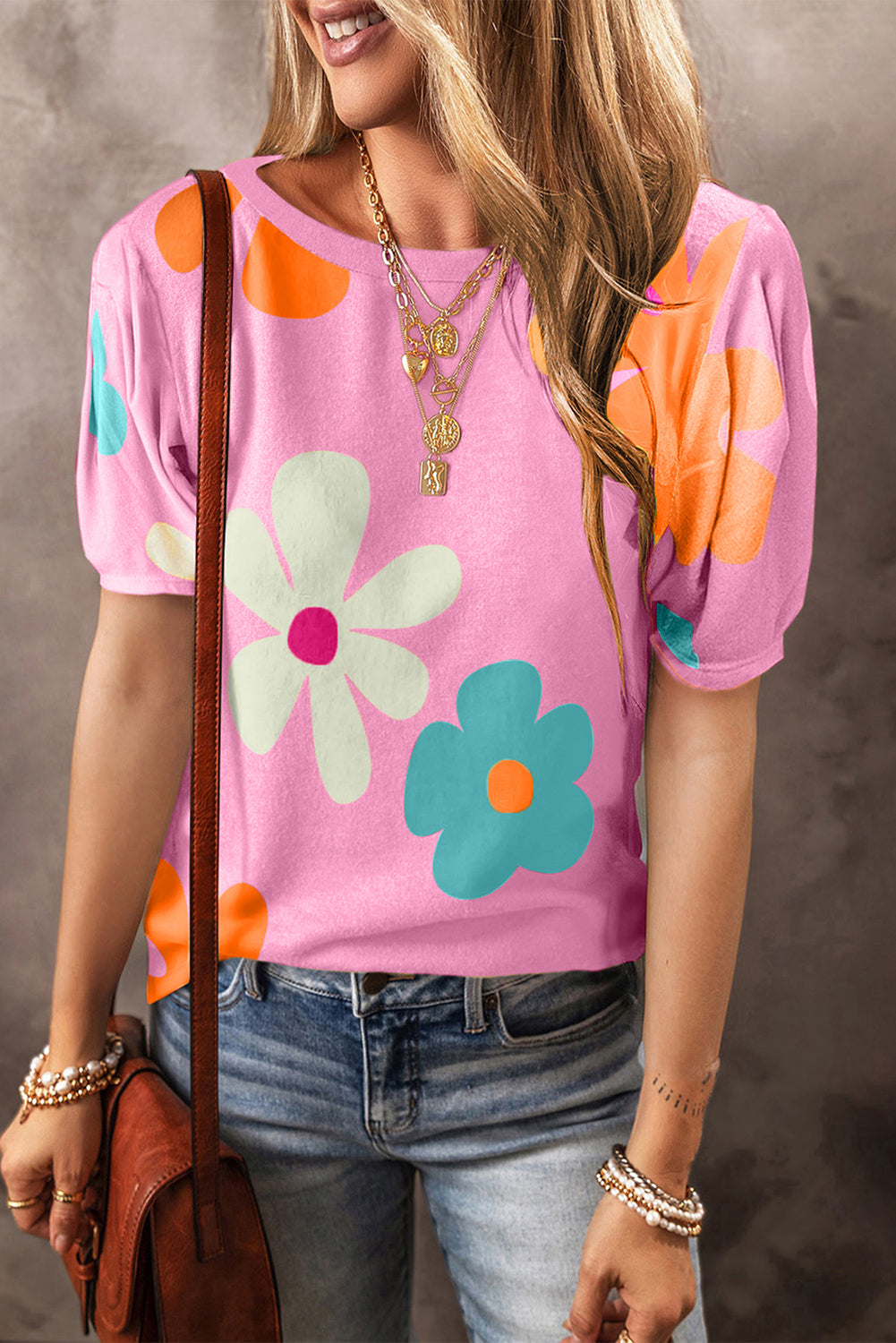 Zwarte Tee met bloemenprint - PrizQ