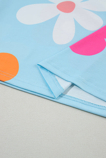 Zwarte Tee met bloemenprint - PrizQ
