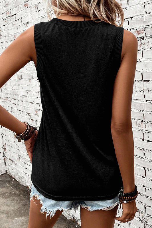 Zwarte gebreide V-hals Tanktop - PrizQ