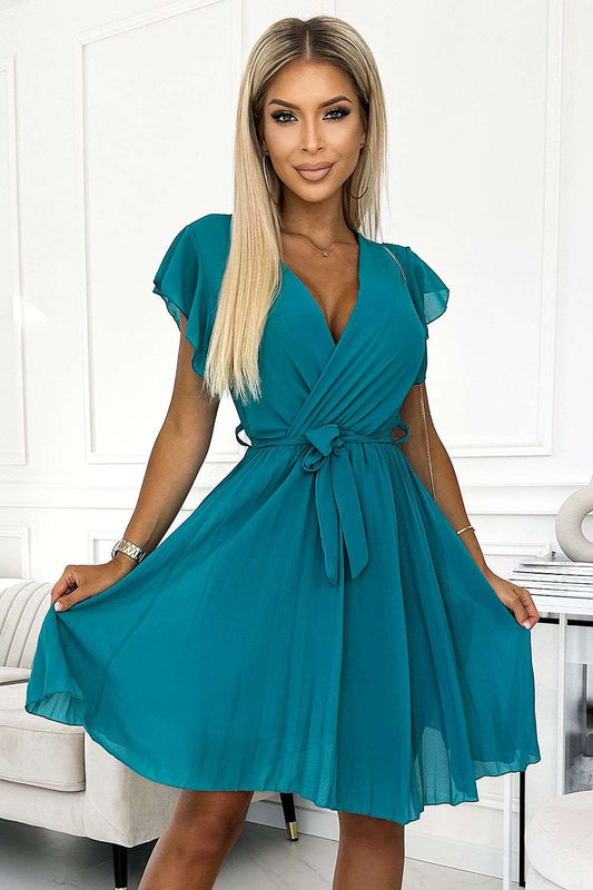 💸 Emerald Élégance Plooi Jurk