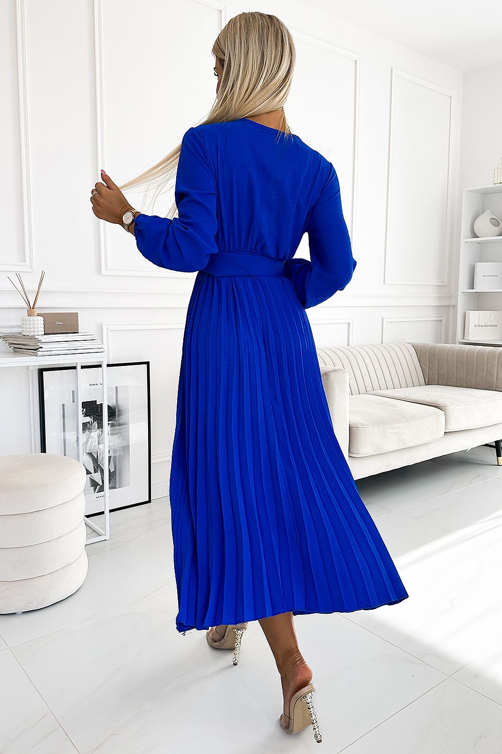 Envelophals jurk in crêpe stof – AzureWave dress in Europese productie