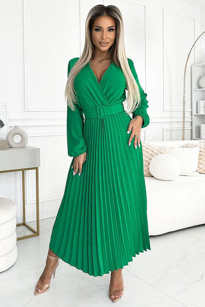 Envelophals jurk in crêpe stof – AzureWave dress in Europese productie
