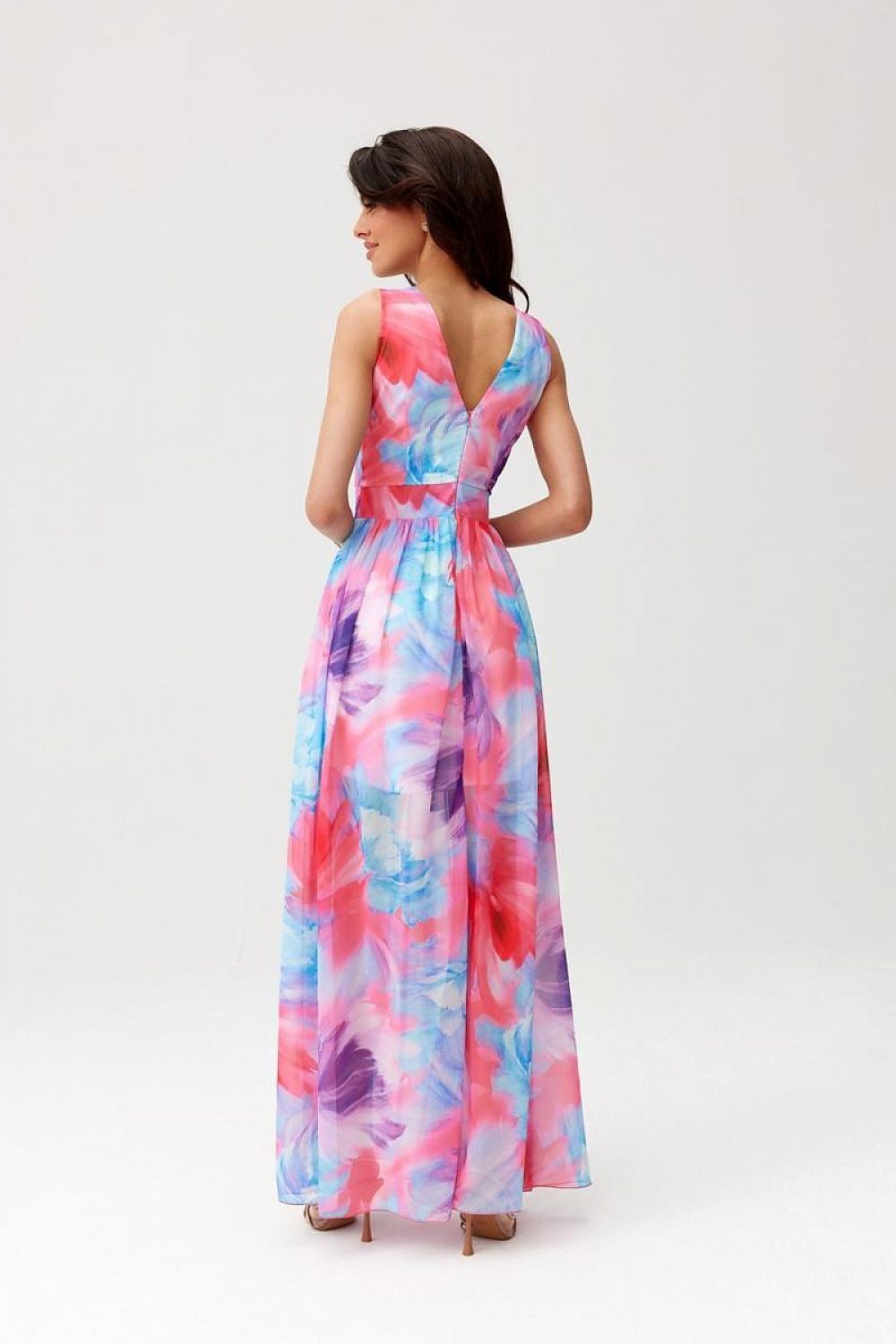 Chiffon maxijurk met ingenaaide voering – Combineer met blazer en sandalen