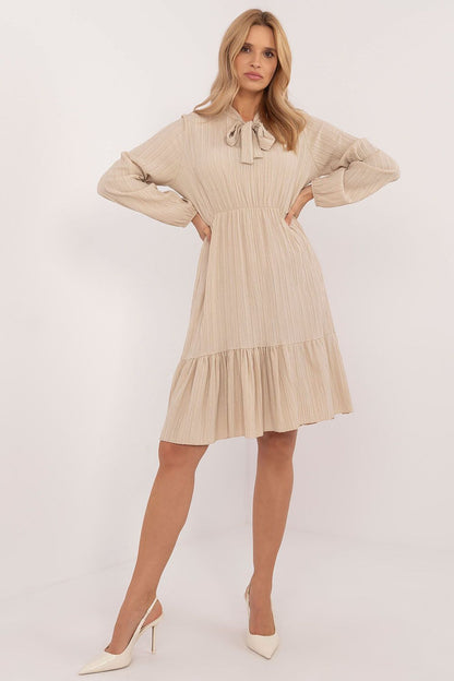 Serenity A-Line Dress – Elegante jurk met ruches en gevarieerde textuur van Och Bella, ideaal voor dagelijks gebruik