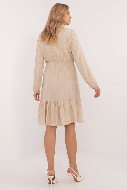 Serenity A-Line Dress – Elegante jurk met ruches en gevarieerde textuur van Och Bella, ideaal voor dagelijks gebruik