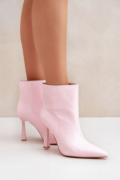 Gelakte roze stiletto laarzen met puntige neus – Step-in-Style Boots Model 204685