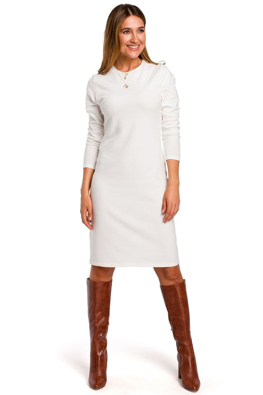 Lina Cotton Midi Dress – Eenvoudige midi jurk voor dagelijkse styling in dun katoenen breiwerk.