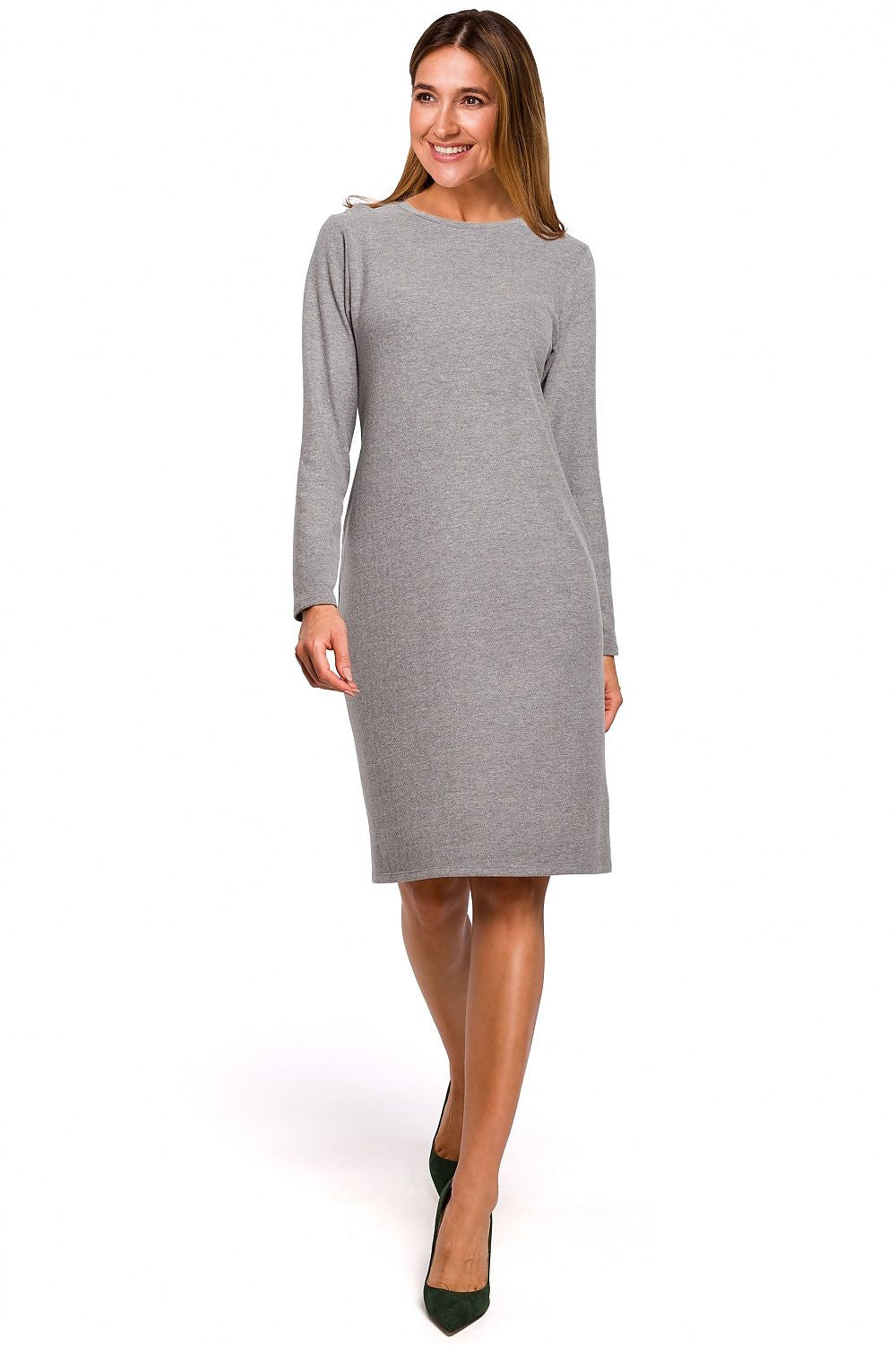 Lina Cotton Midi Dress – Eenvoudige midi jurk voor dagelijkse styling in dun katoenen breiwerk.