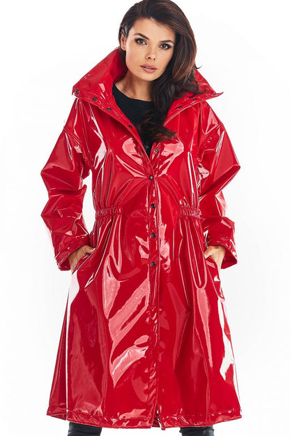 Vinyl Allure Luxe Lange Jas voor Vrouwen – Stijlvolle Vinyl Coat voor Elk Seizoen - PrizQ