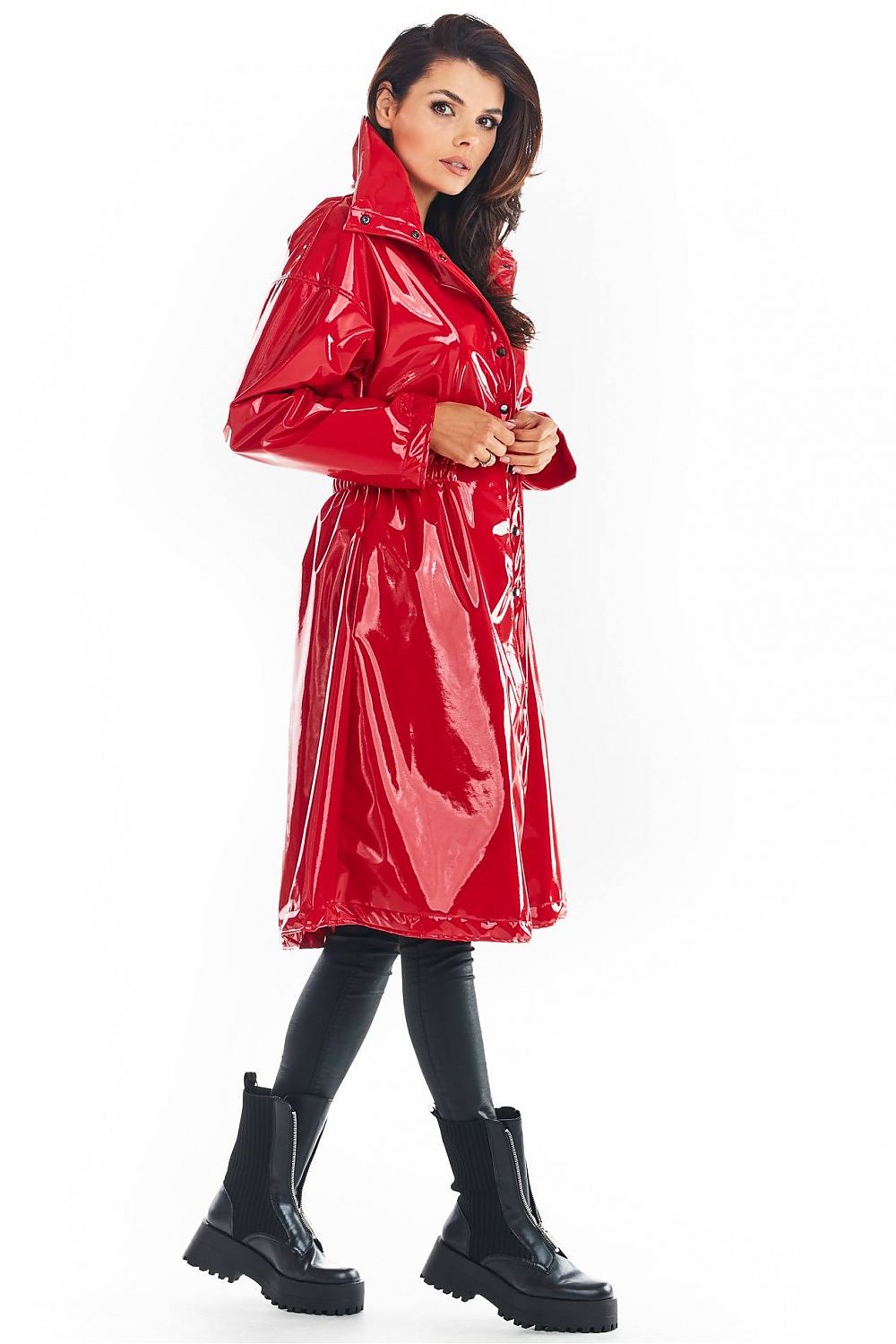 Vinyl Allure Luxe Lange Jas voor Vrouwen – Stijlvolle Vinyl Coat voor Elk Seizoen - PrizQ