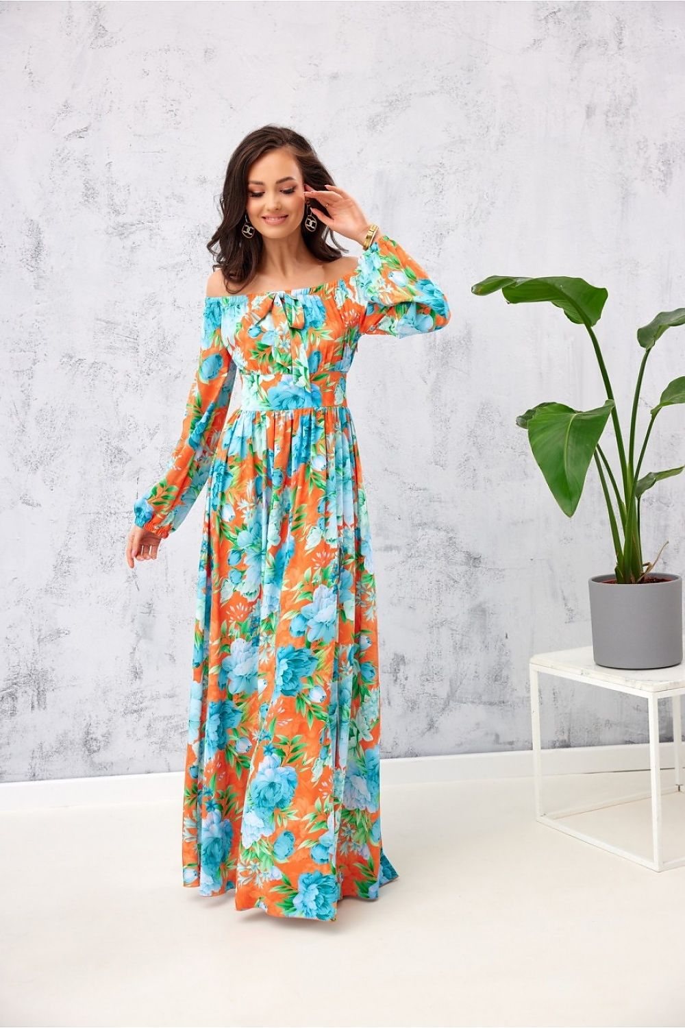 Bella Española Maxi Dress – Elegante Spaanse Jurk met Open Schouders en Split | Roco Fashion