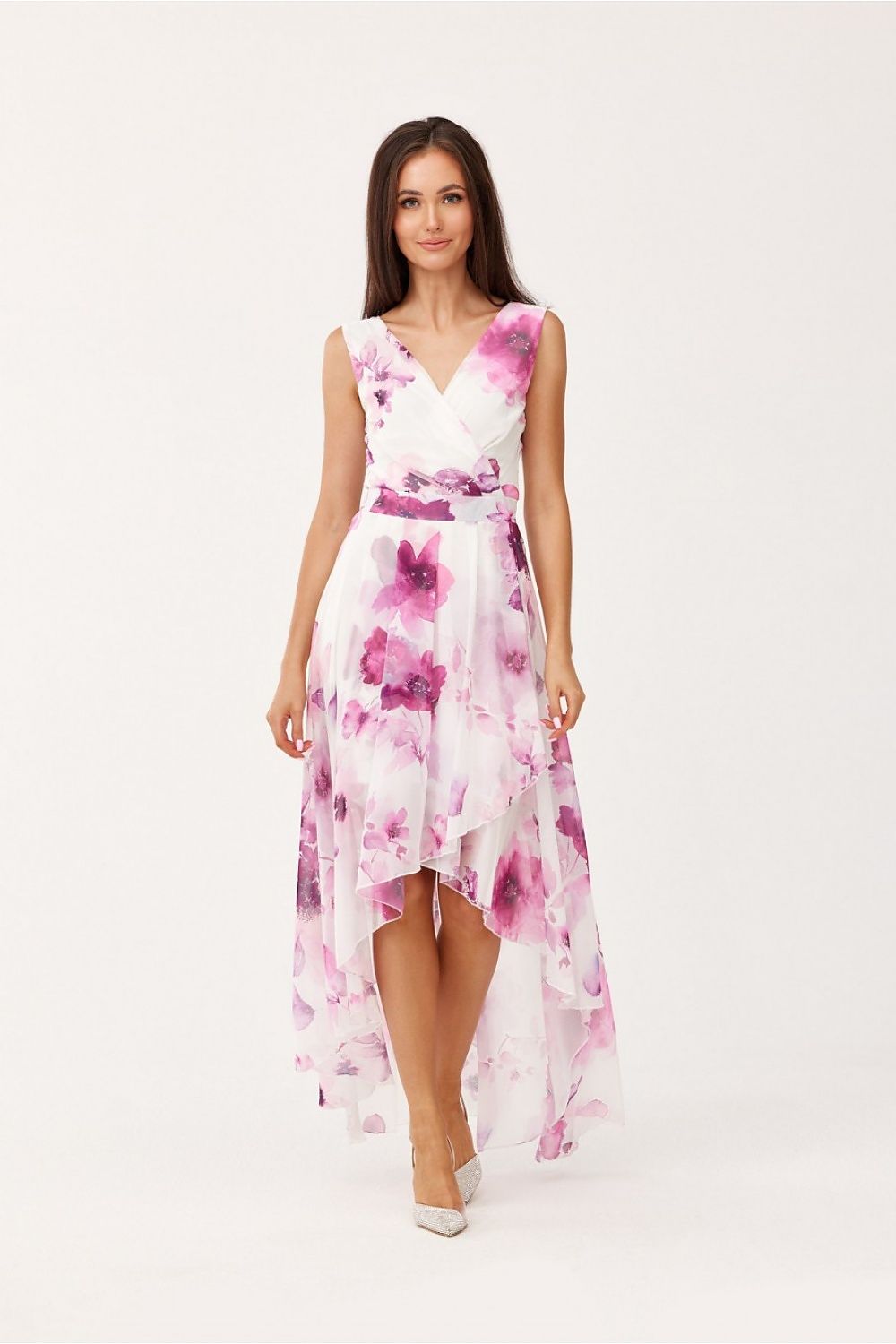 Envelora Elegance Maxi Jurk in bloemenprint met asymmetrische zoom en envelophalslijn
