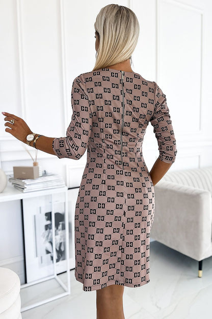 Elegante dagjurk voor casual en chic - Beige 2 jurk met elastische pasvorm
