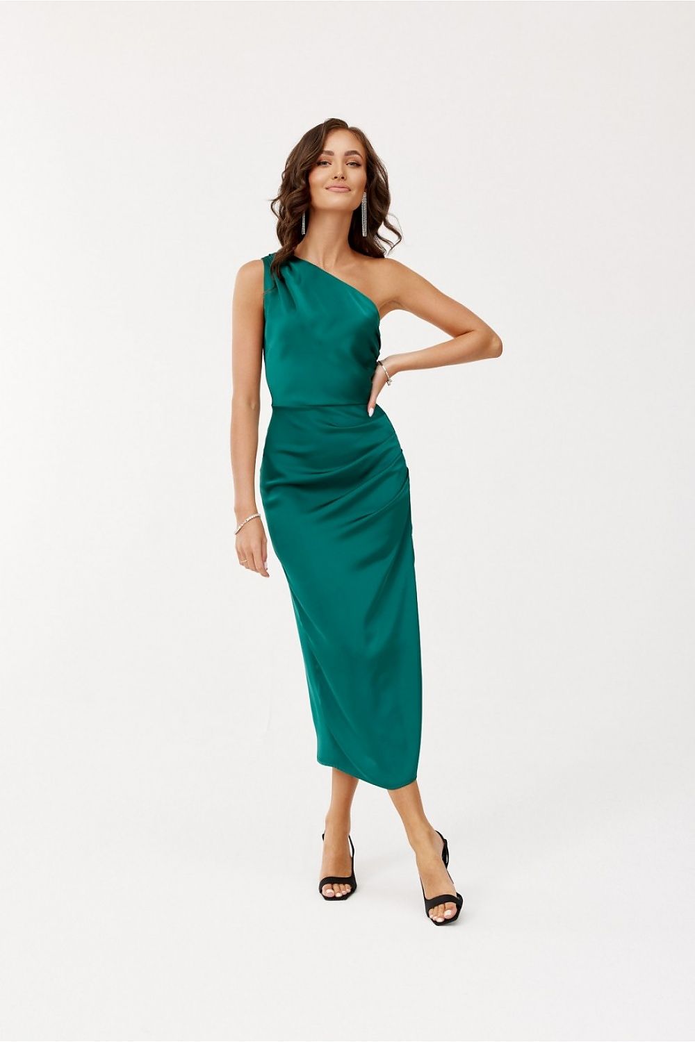Aurora Plissé Midi Jurk | 200159 Roco Fashion