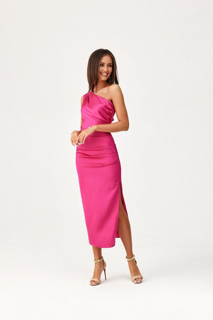 Aurora Plissé Midi Jurk | 200159 Roco Fashion