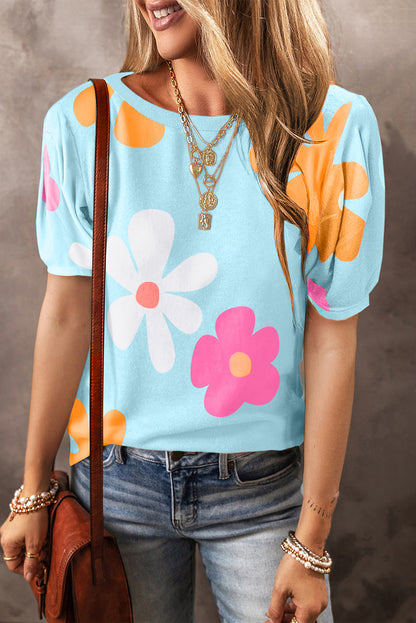 Zwarte Tee met bloemenprint - PrizQ