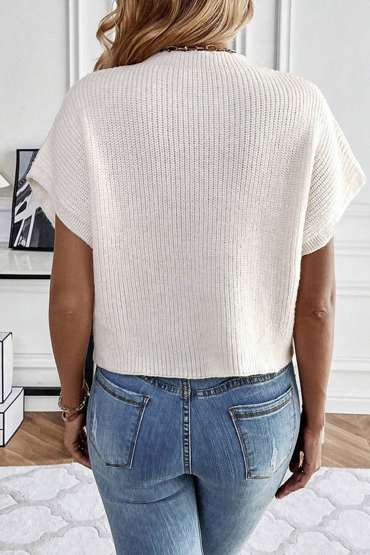 White Flower Embroidery Sweater Top - PrizQ