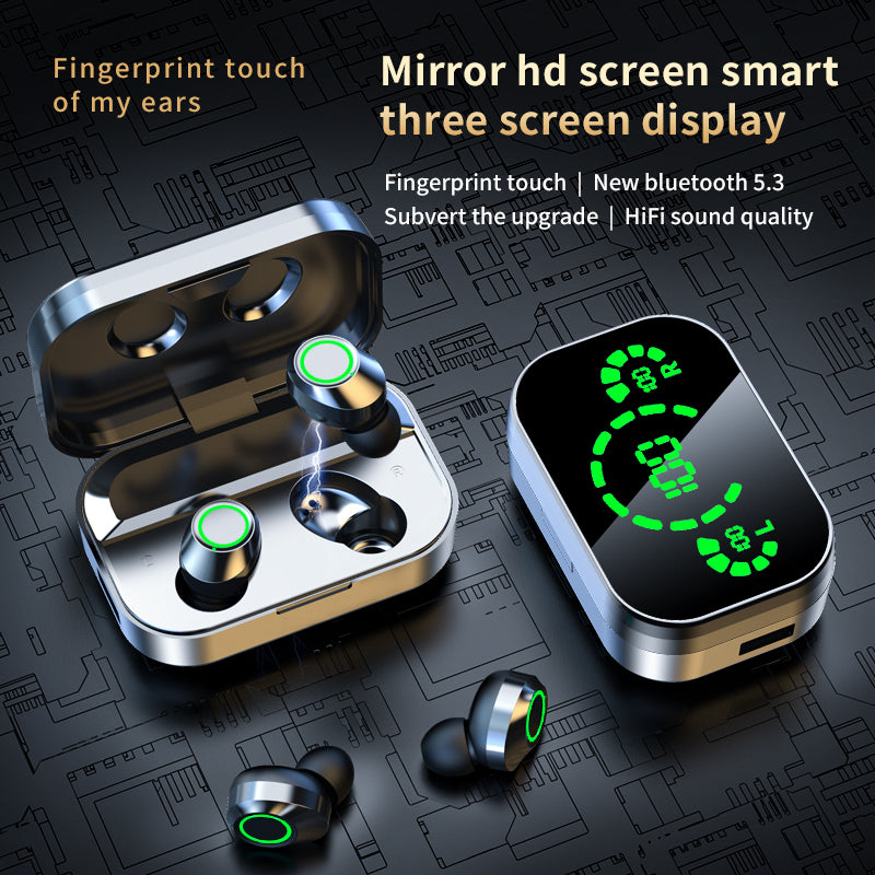 YD03 Wireless Bluetooth Headset TWS Large Screen Smart Digital Display In Ear Breathing Light - PrizQ