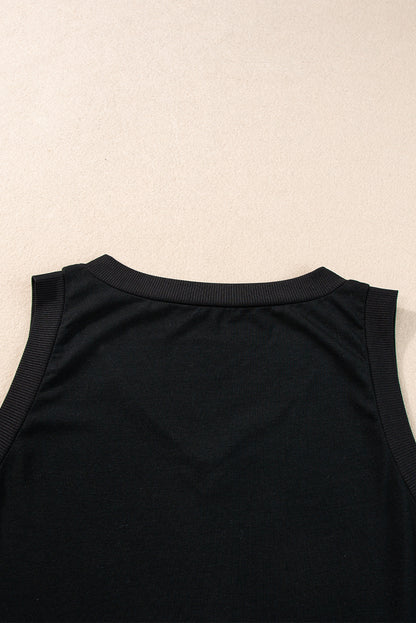 Zwarte gebreide V-hals Tanktop - PrizQ