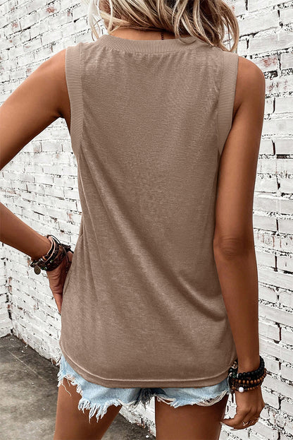 Zwarte gebreide V-hals Tanktop - PrizQ