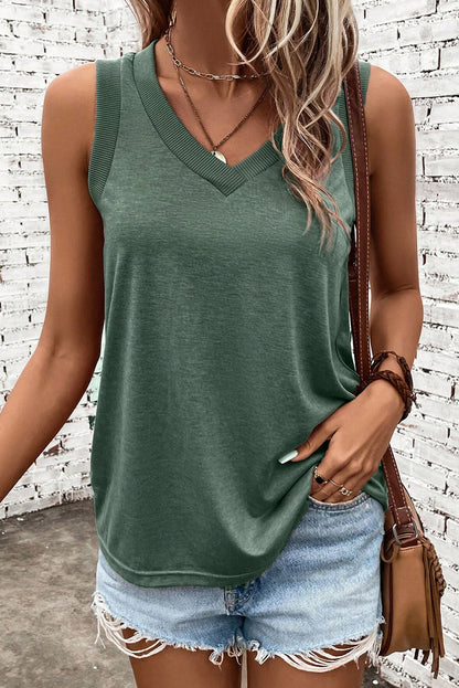 Zwarte gebreide V-hals Tanktop - PrizQ